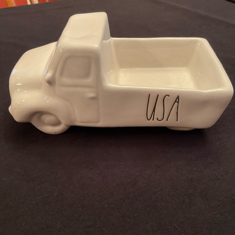 Rae Dunn White Ceramic USA Pickup Truck